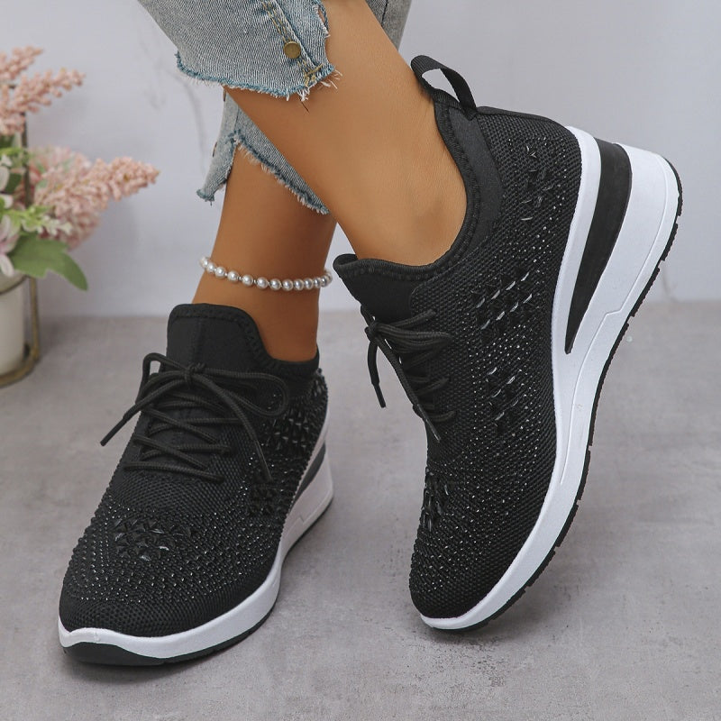 Scarpe da donna comode con strass, supporto plantare e design ortopedico.