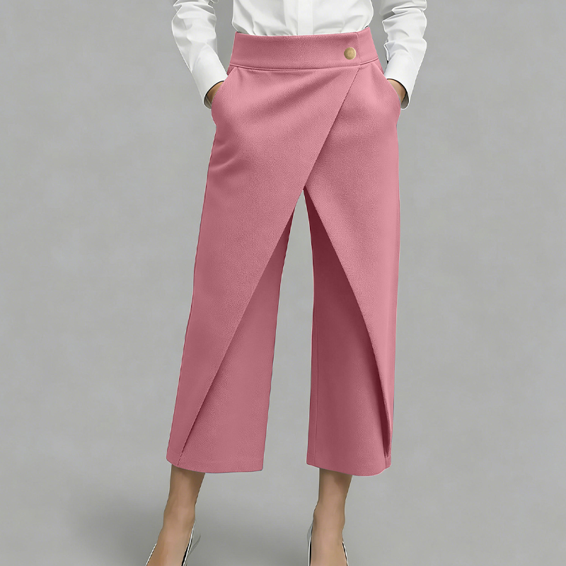 Abbigliamento estivo donna: pantaloni culotte in poliestere, eleganti e comodi, stile gonna pantalone moderno.