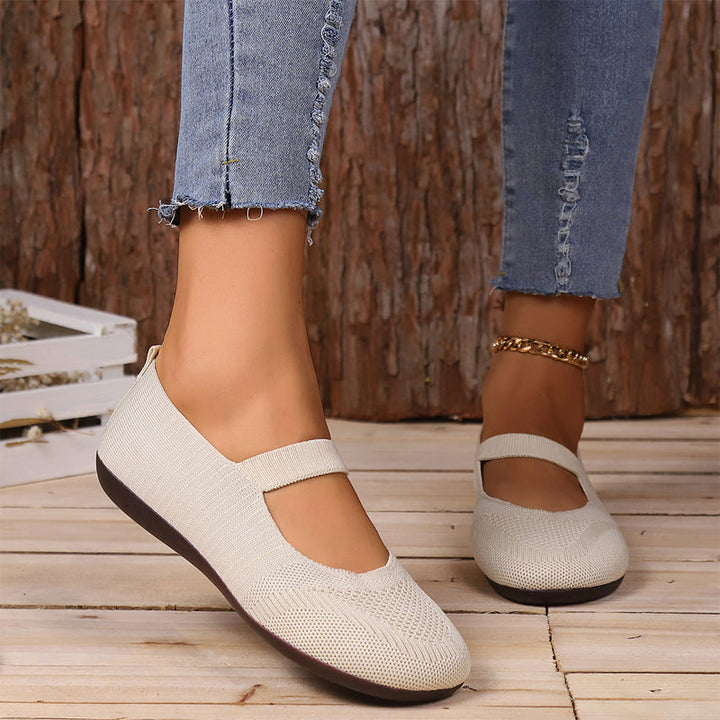 Ballerine donna estive in rete, con cinturino elastico, perfette per comfort e stile moda.