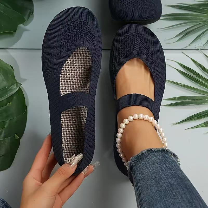 Ballerine donna moda primavera, con tomaia in rete traspirante e confortevole cinturino.