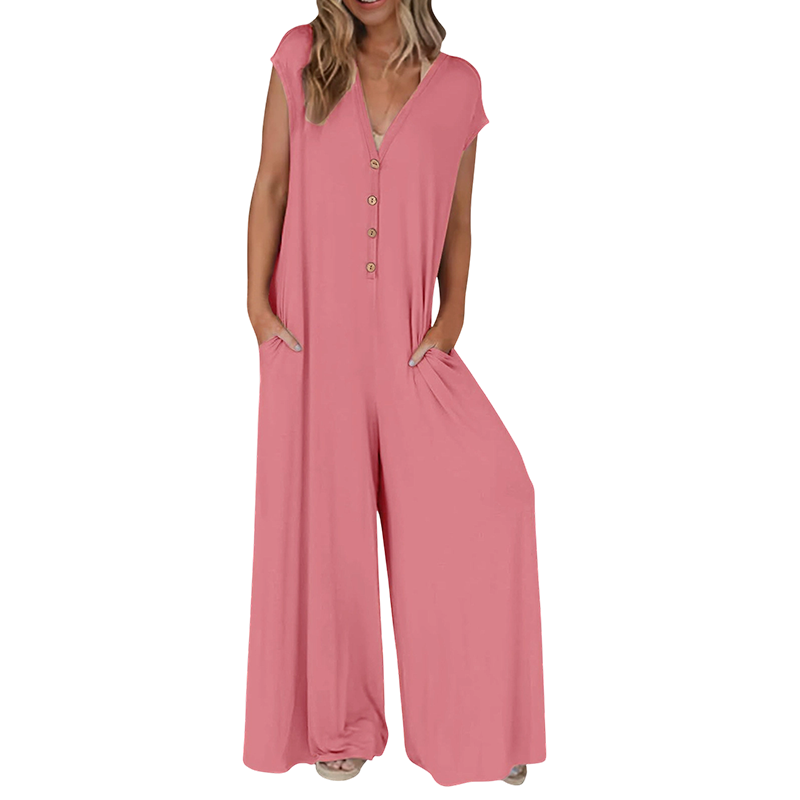 Tuta da donna estiva con design elegante, pantaloni larghi e vestibilità confortevole per tutte.