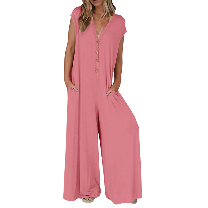 Tuta da donna estiva con design elegante, pantaloni larghi e vestibilità confortevole per tutte.