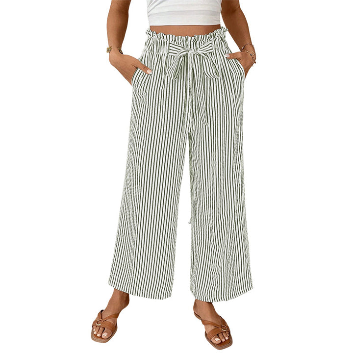 Pantaloni paperbag da donna, gamba larga, ideali per la primavera-estate, versatili ed eleganti.