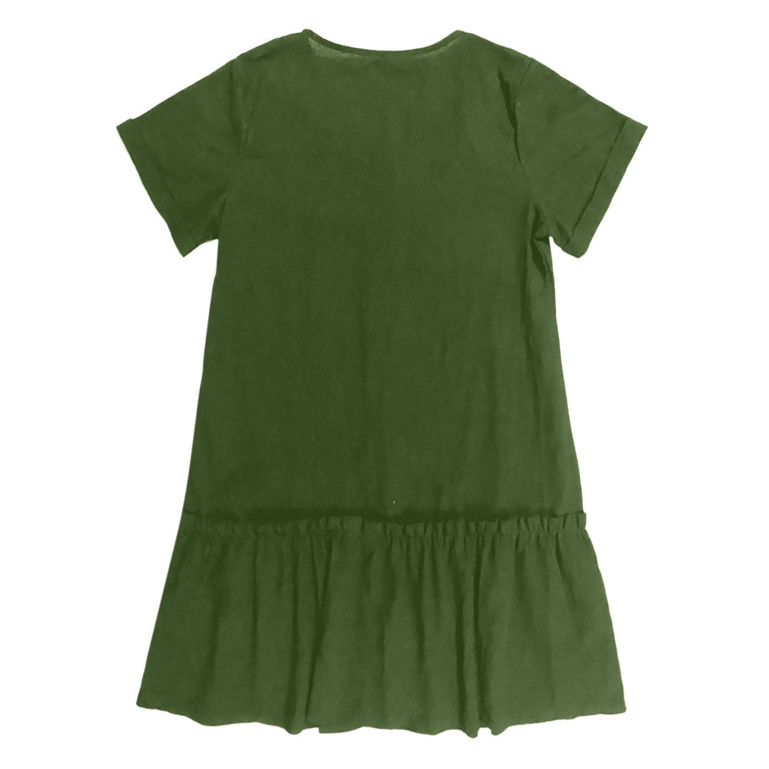 Vestito estivo donna leggero, corto, in cotone lino, con bottoni, fresco e comodo.