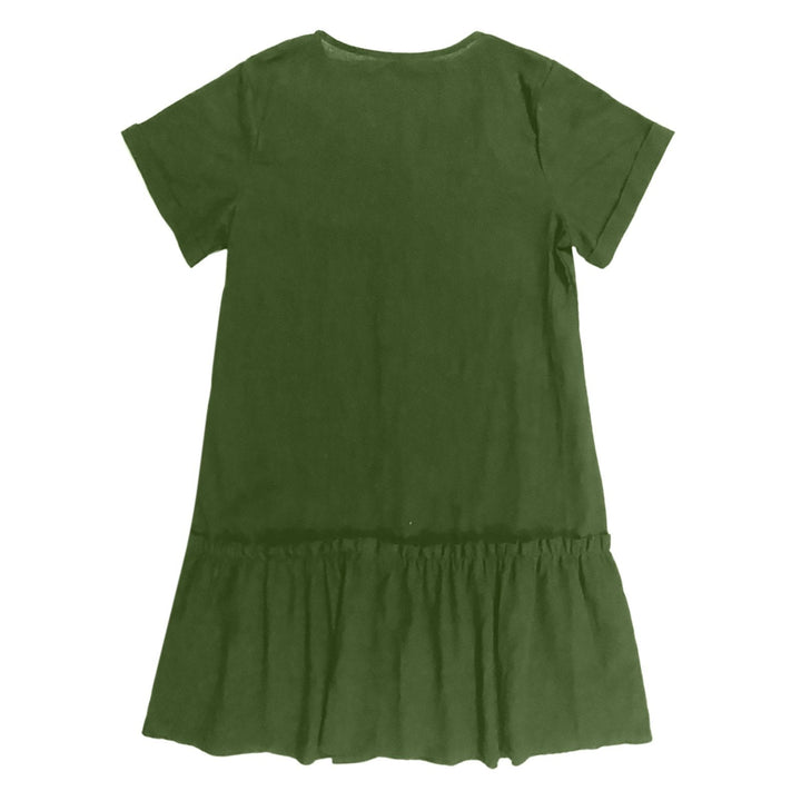 Vestito estivo donna leggero, corto, in cotone lino, con bottoni, fresco e comodo.