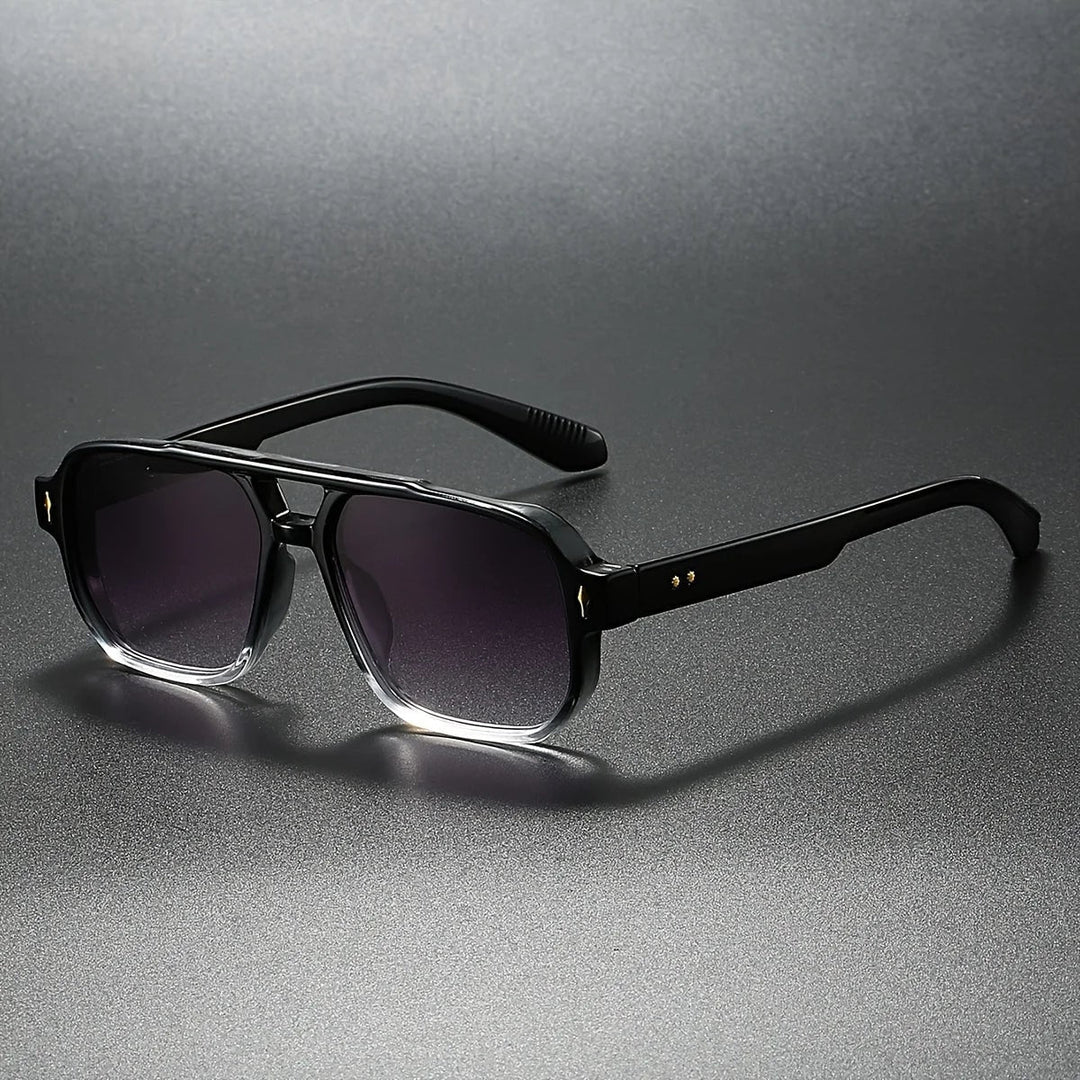 Eleganti occhiali da sole aviator unisex stile vintage, con doppio ponte, ideali per protezione UV e look alla moda.