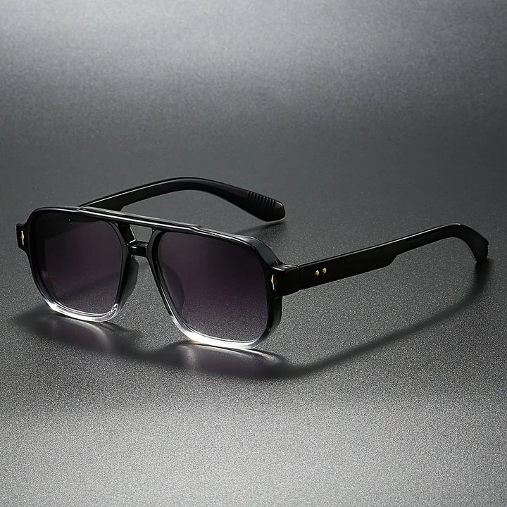 Eleganti occhiali da sole aviator unisex stile vintage, con doppio ponte, ideali per protezione UV e look alla moda.