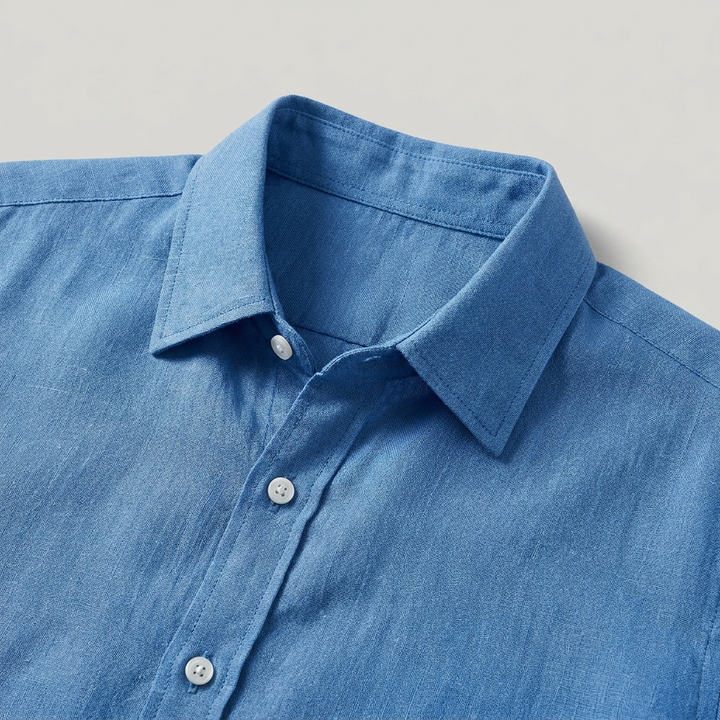 Polo uomo versatile tinta unita, maniche lunghe arrotolabili. Ideale smart casual o elegante estivo.