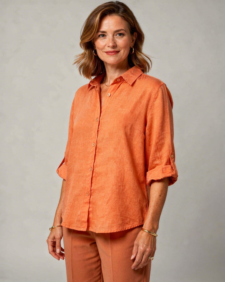 Camicetta donna oversize, maniche lunghe, perfetta per creare outfit casual chic e alla moda.
