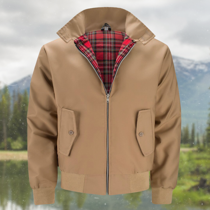 Cappotto uomo invernale, giacca isolata con cerniera, calda e alla moda.