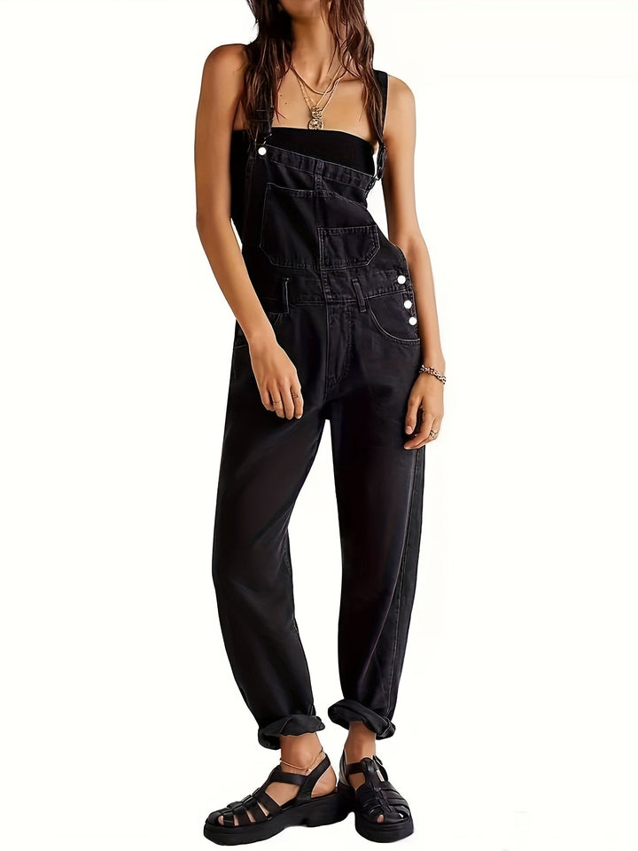 Tuta in denim da donna, stile versatile per abbigliamento casual o un look più elegante.