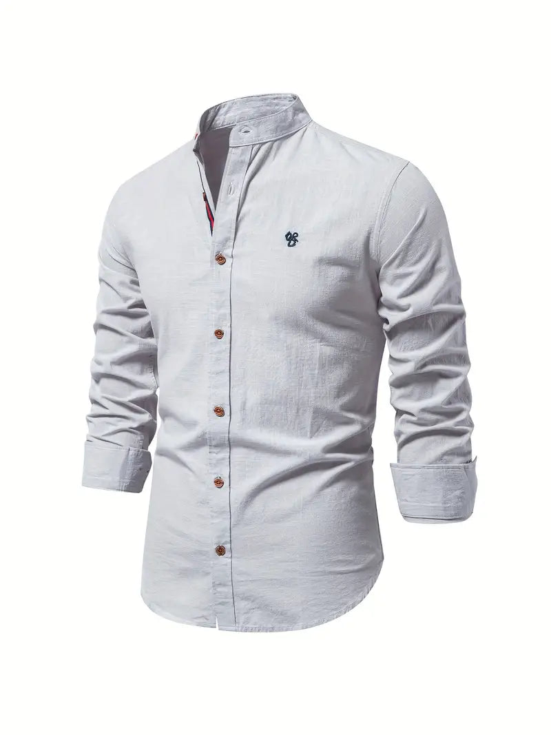 Camicia uomo a maniche lunghe, stile casual elegante. Ideale per moda maschile primavera estate.