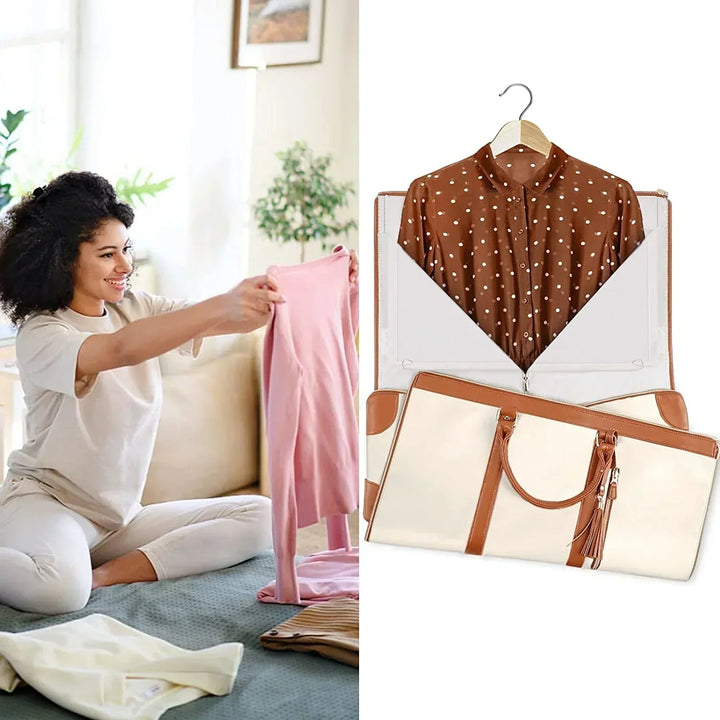 Borsa porta abiti pieghevole unisex, versatile per uomo e donna, accessorio viaggio essenziale.