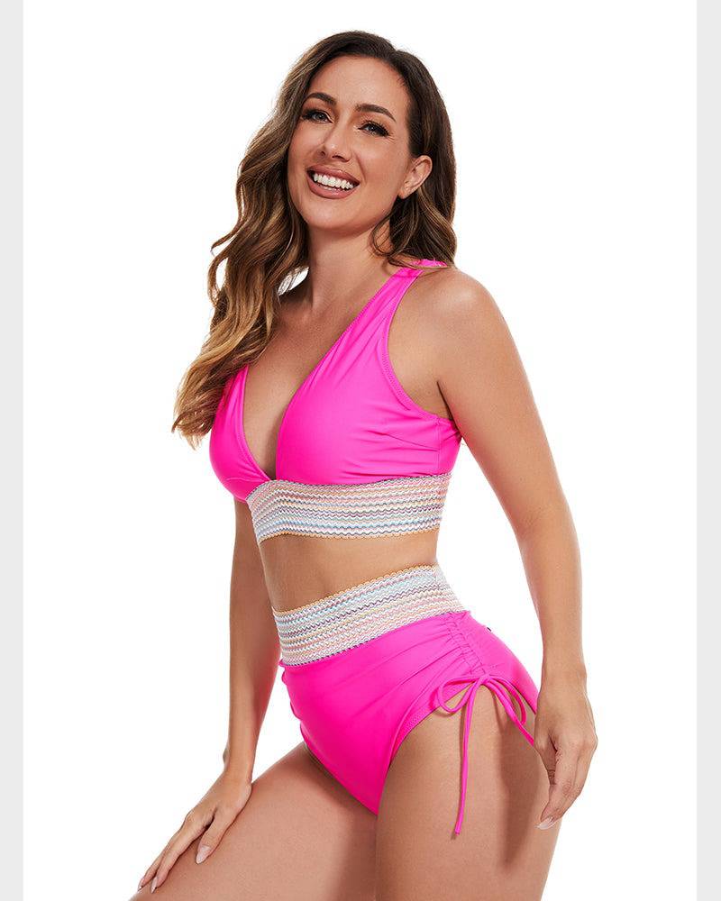 Costume bikini donna a vita alta, contenitivo, spalline regolabili, per un'estate indimenticabile.