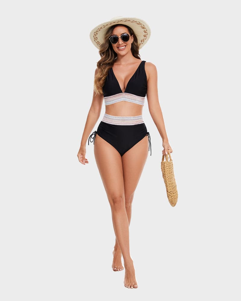 Bikini estivo donna a vita alta, contenitivo, spalline regolabili, valorizza la tua figura.