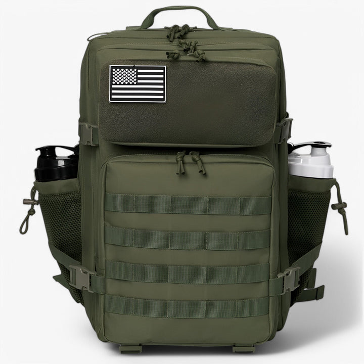 Zaino tattico regolabile per outdoor, perfetto per trekking, viaggio e attività all'aperto. Verde militare.