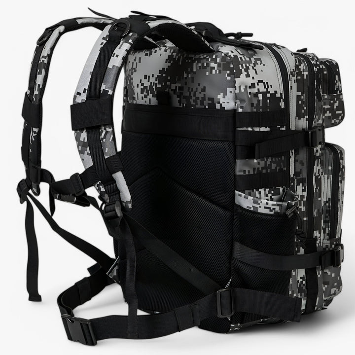 Zaino tattico unisex verde, versatile e capiente per escursionismo, viaggio e uso quotidiano.