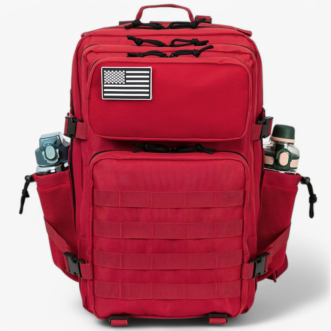 Zaino tattico multifunzione con sistema MOLLE, capiente e durevole per escursioni e viaggio. Colore kaki.