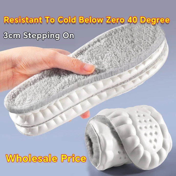 Solette termiche con supporto arco plantare per calore, comfort e ammortizzazione ottimali in inverno.