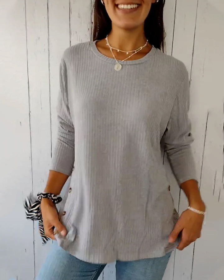 Pullover donna primaverile/autunnale, maniche lunghe e girocollo. Stile casual per moda femminile e comfort.