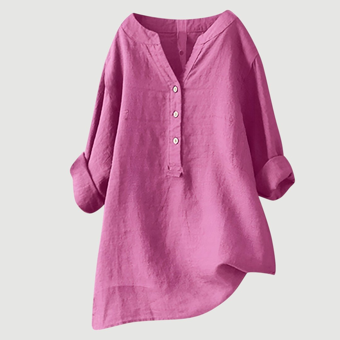 Camicia estiva in cotone da donna, ideale per un look rilassato e giornate calde.