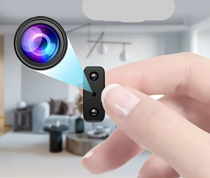 Mini telecamera di sorveglianza portatile Full HD con visione notturna. Ideale per la sicurezza.