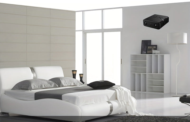 Telecamera mini 1080P per casa, con visione notturna e design compatto per facile installazione.