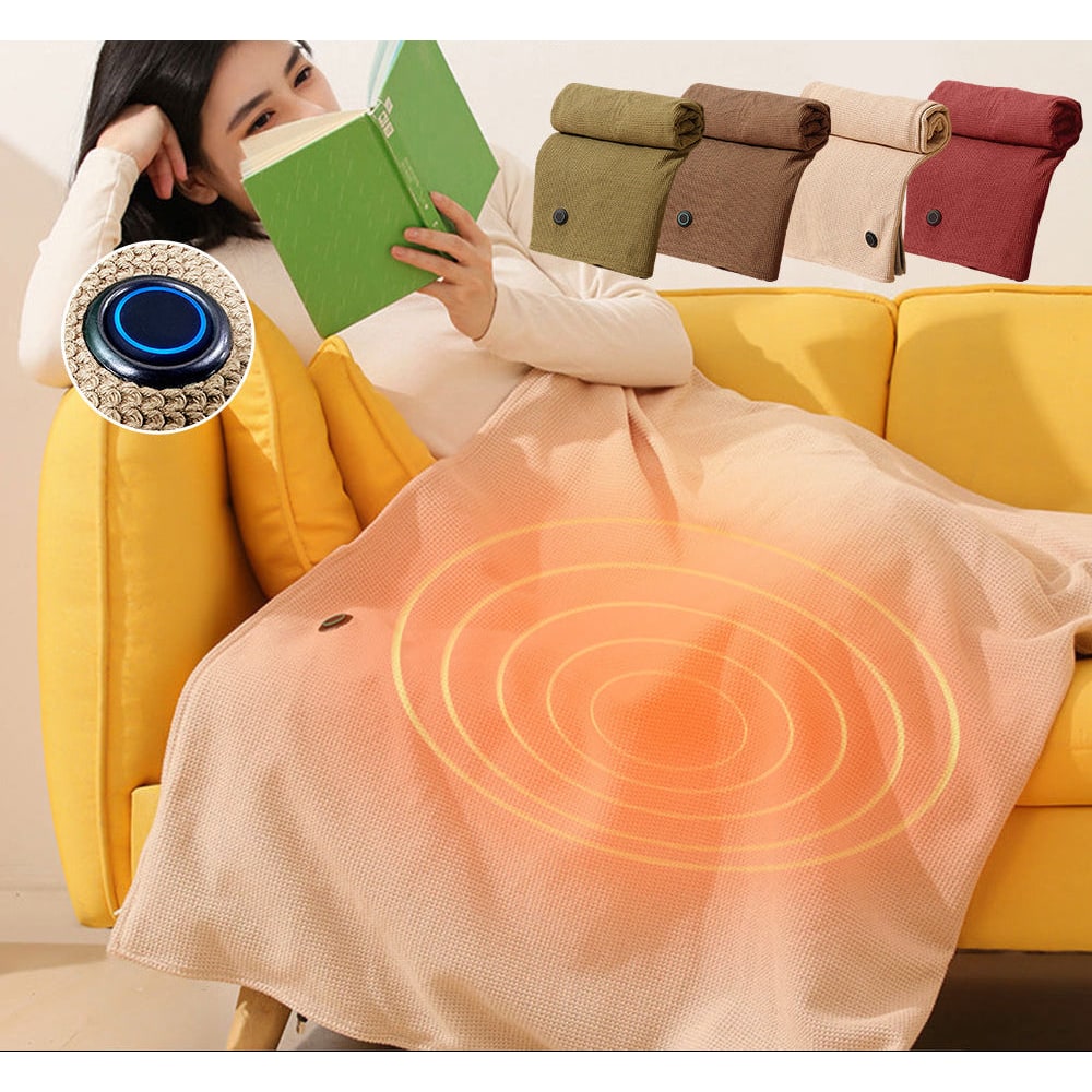 Coperta riscaldata elettrica USB indossabile portatile, ideale per comfort inverno in casa o viaggio.