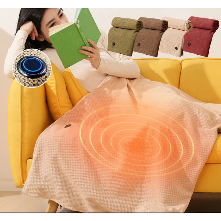 Coperta riscaldata elettrica USB indossabile portatile, ideale per comfort inverno in casa o viaggio.