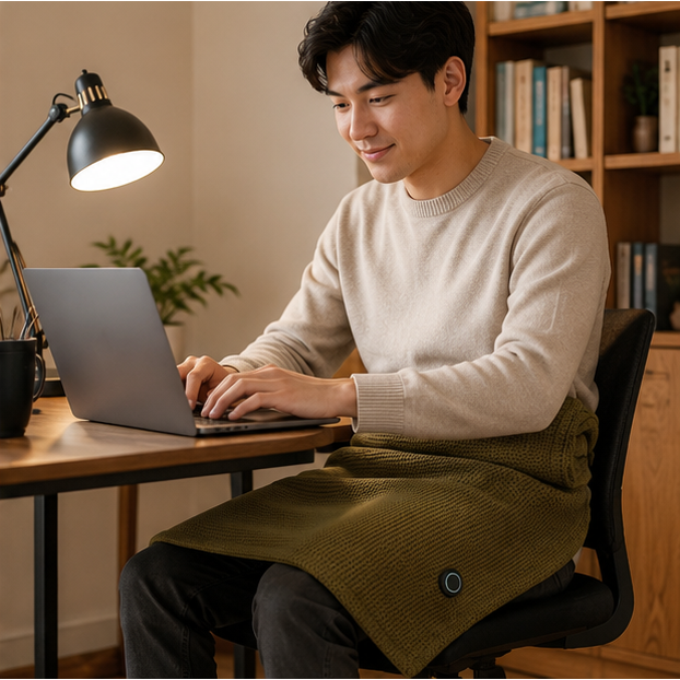 Coperta riscaldata elettrica USB unisex, indossabile e portatile. Caldo comfort per ufficio, casa, viaggio.