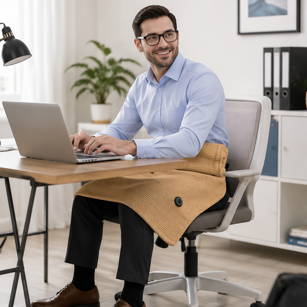 Coperta riscaldata USB: plaid elettrico indossabile, portatile. Ideale comfort per casa, ufficio e viaggi in inverno.