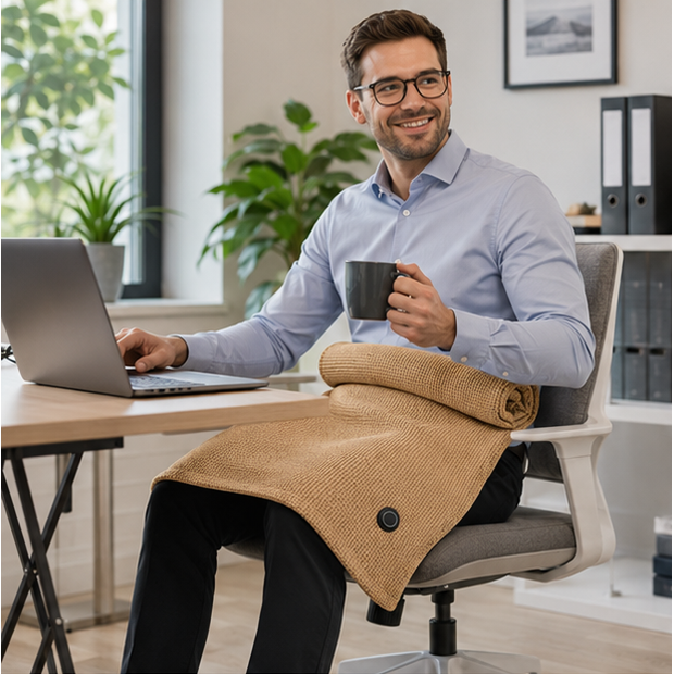 Coperta elettrica portatile USB, riscaldata e indossabile, per un comfort inverno ottimale in casa e viaggio.