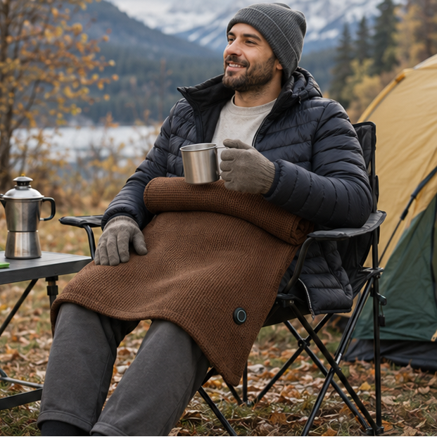 Coperta USB riscaldata indossabile, plaid elettrico portatile. Perfetto comfort inverno per casa, ufficio, viaggio.
