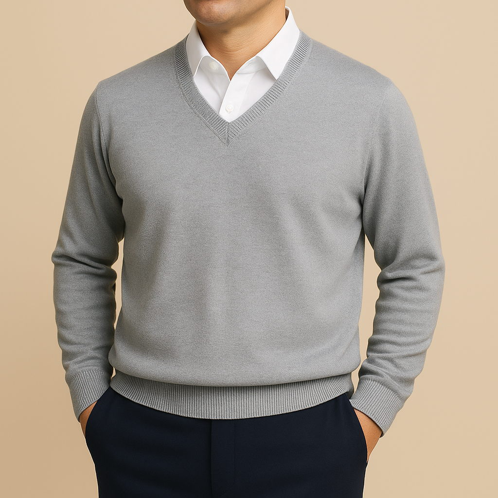 Moda maschile: maglione uomo con scollo a V, stile moderno e confortevole per un abbigliamento versatile.