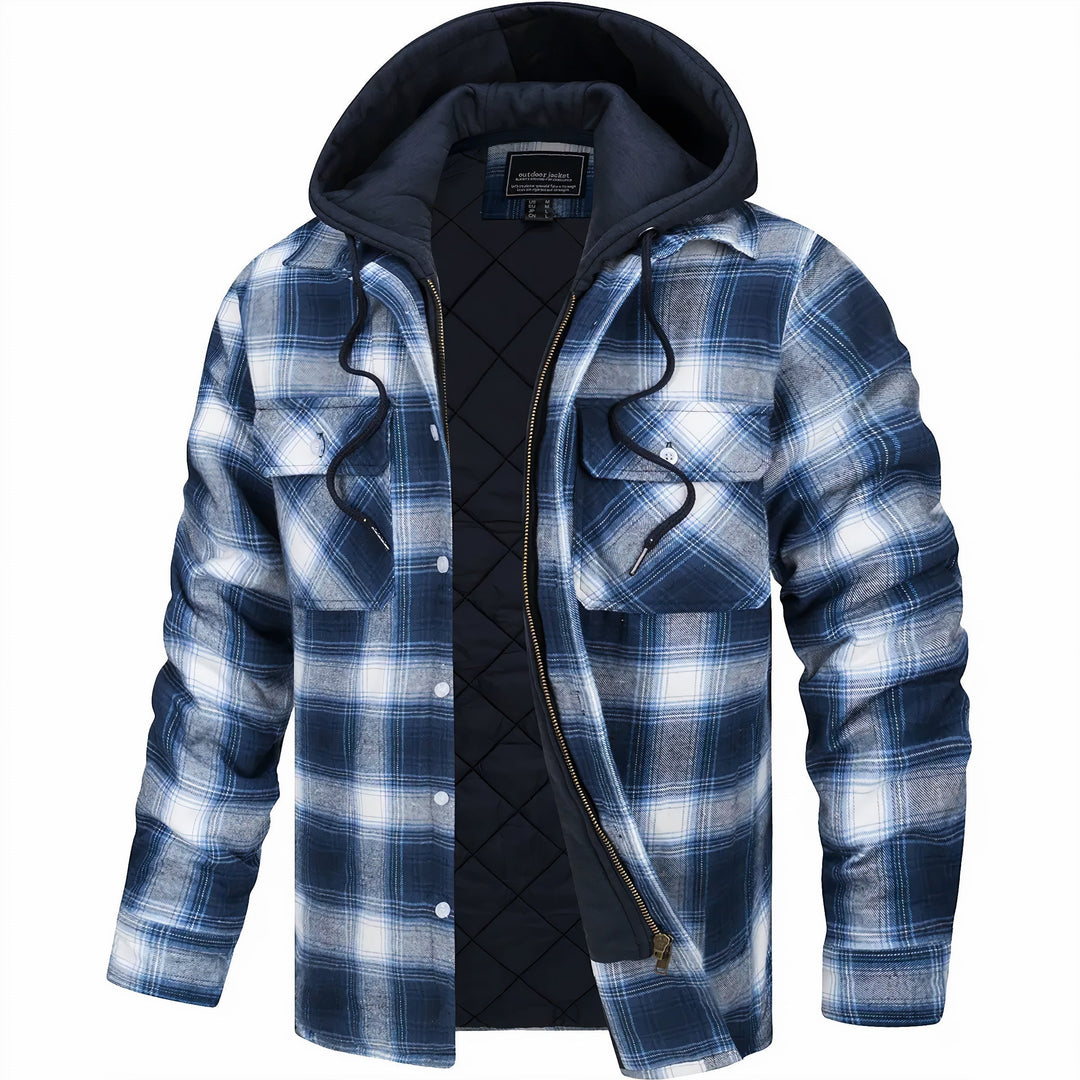 Cappotto da uomo a quadri versatile, caldo e alla moda, ideale per l'inverno. Abbigliamento outerwear casual.