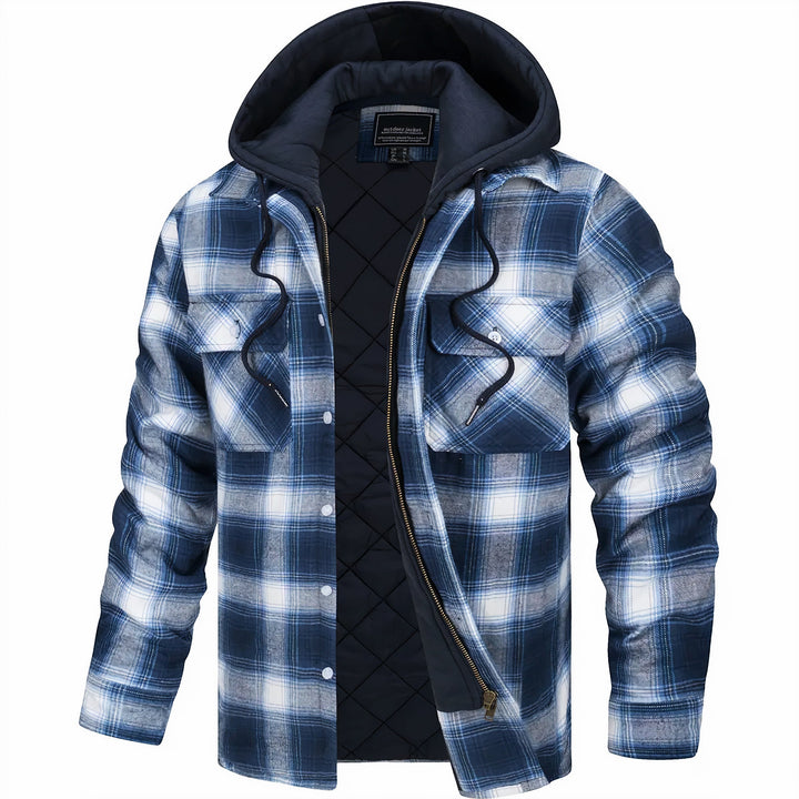 Cappotto da uomo a quadri versatile, caldo e alla moda, ideale per l'inverno. Abbigliamento outerwear casual.