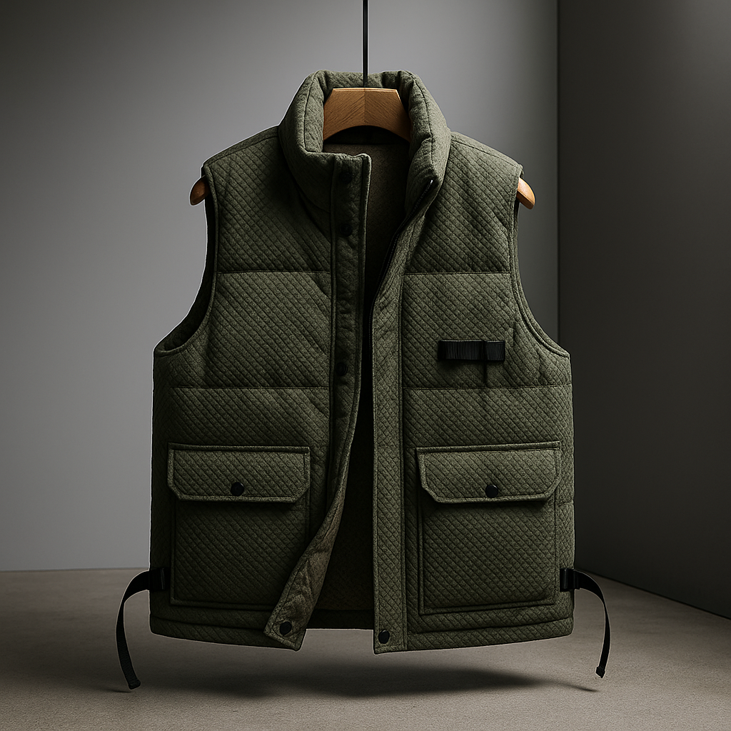 Gilet uomo con collo alto per extra calore e protezione dal vento, perfetto per l'inverno e le mezze stagioni.