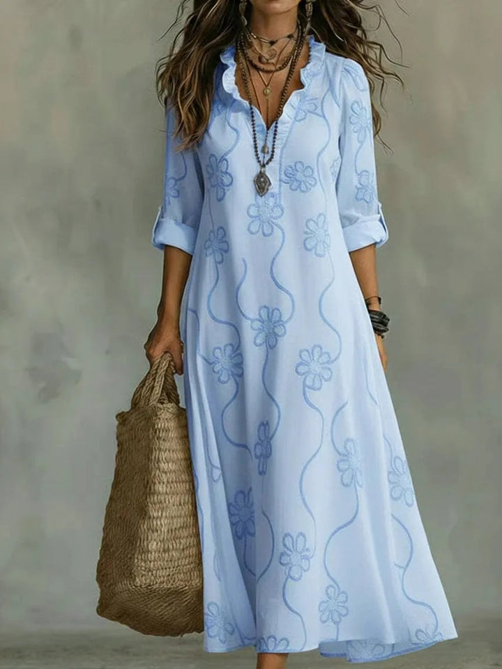 Abito lungo floreale da donna, leggero, perfetto per l'estate e le vacanze.