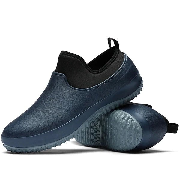 Scarpe uomo flessibili e impermeabili per giardinaggio, offrono aderenza antiscivolo per attività all'aperto.