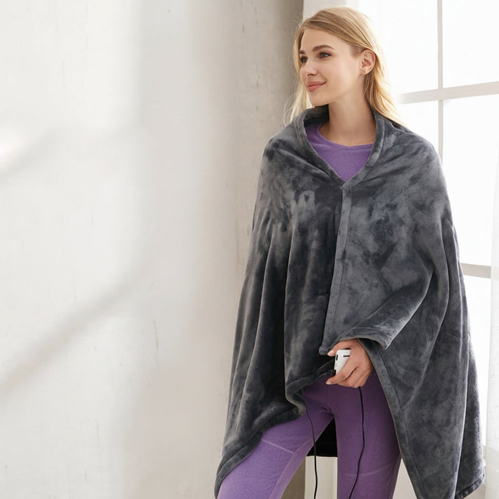 Coperta indossabile unisex con riscaldamento USB, comfort portatile e calore ovunque: casa, ufficio, viaggio.