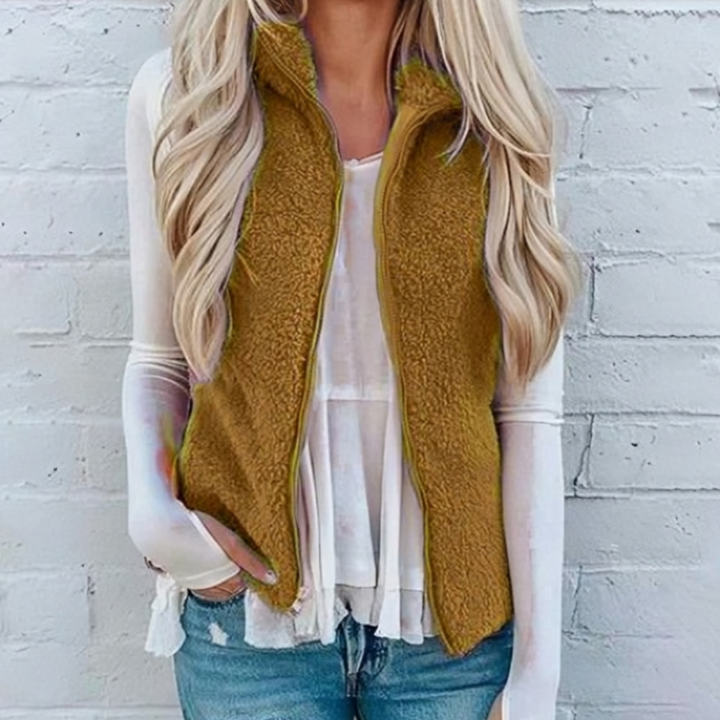 Versatile gilet donna casual con cerniera, pratico e alla moda per outfit senza maniche autunno/primavera.