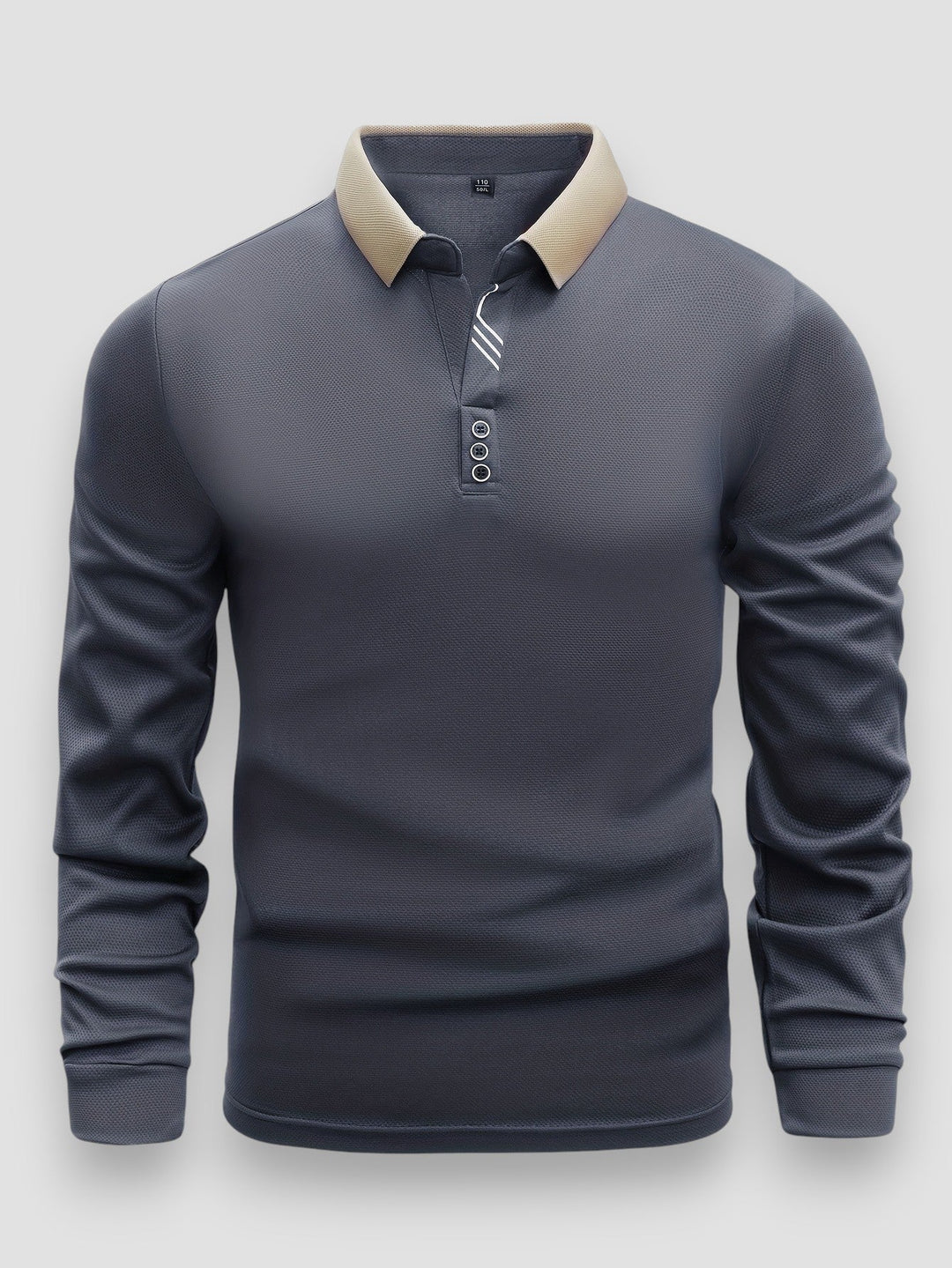 Polo verde uomo maniche lunghe con collo alto, abbigliamento casual elegante per ogni occasione.