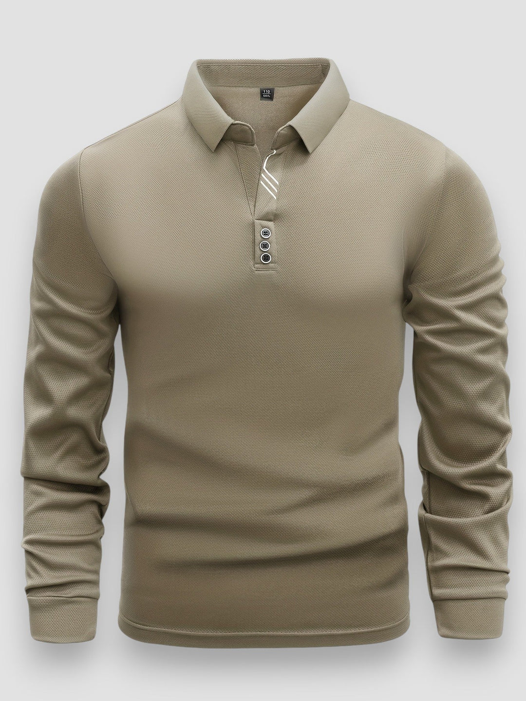 Polo da uomo a collo alto, maniche lunghe, taglio moderno. Versatile per look smart casual e quotidiani.