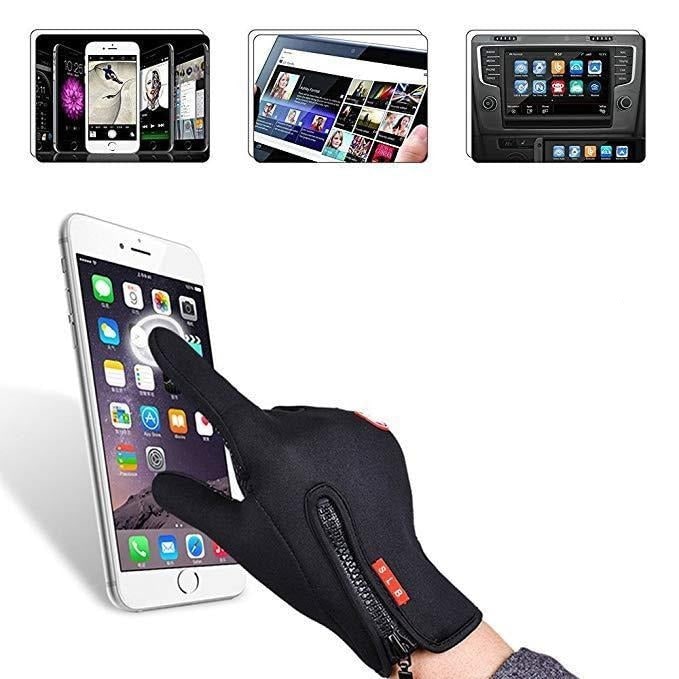 Guanti moto invernali termici e antivento, touchscreen, unisex con cerniera, ideali per lunghi viaggi.