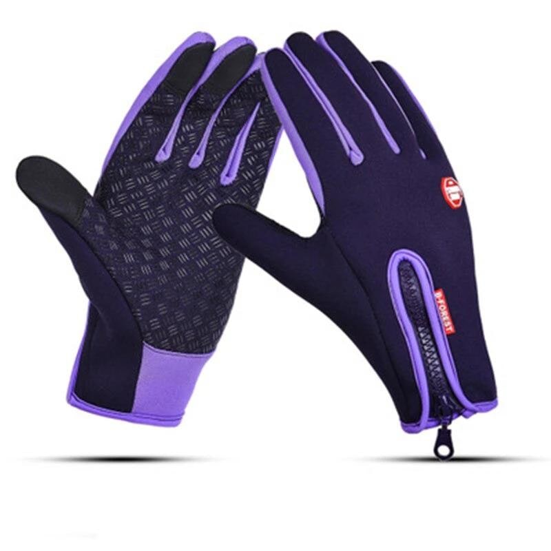 Guanti da sport invernali termici e antivento, touchscreen, unisex con cerniera per avventure outdoor.