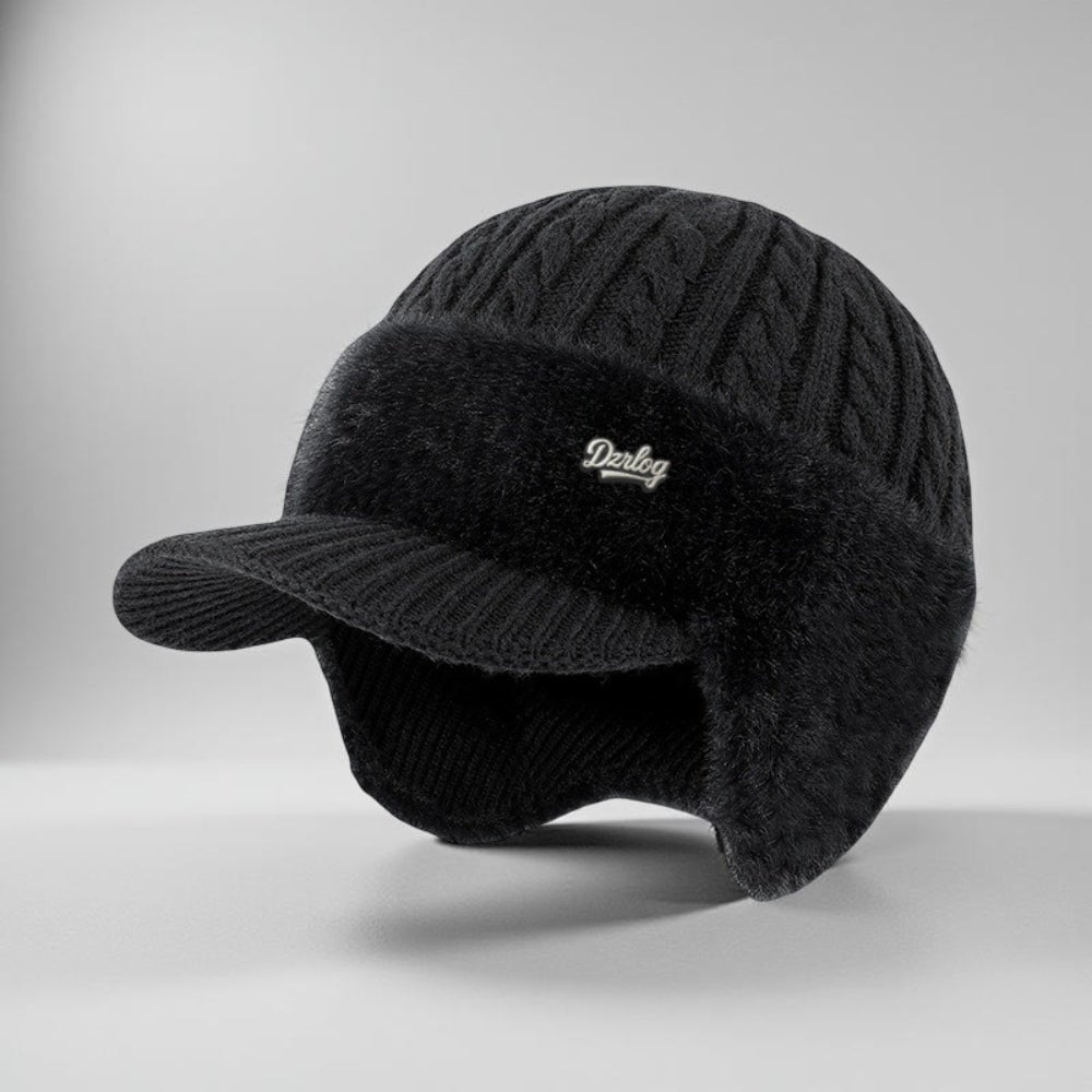 Cappello caldo invernale in maglia per uomo e donna, con comodi paraorecchie e visiera.
