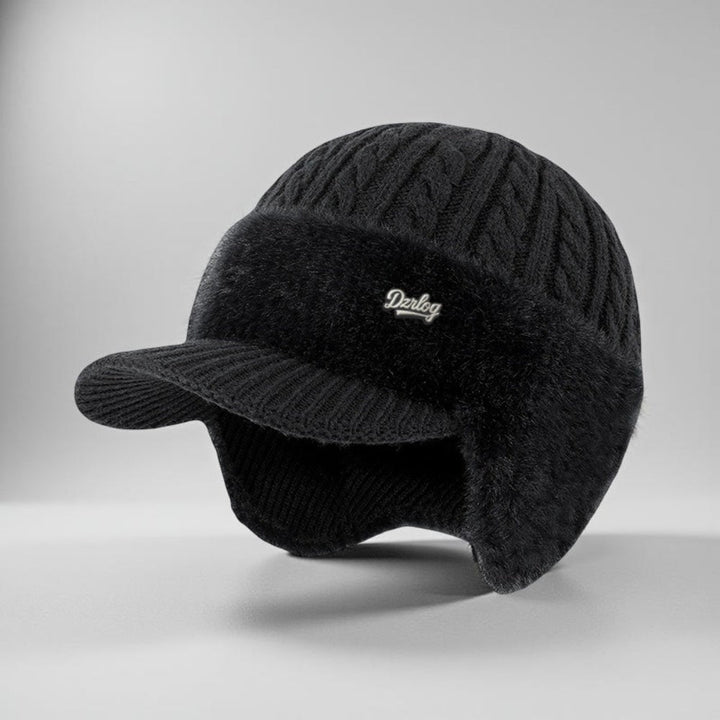 Cappello caldo invernale in maglia per uomo e donna, con comodi paraorecchie e visiera.