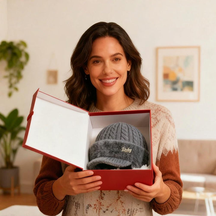 Caldo cappello in maglia con visiera e paraorecchie, accessorio invernale essenziale, unisex.