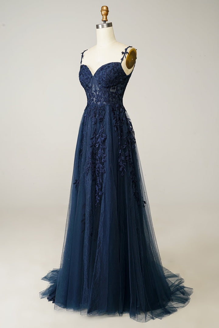 Elegante abito da sera A-line da donna, scollo a cuore, perfetto per eventi formali.