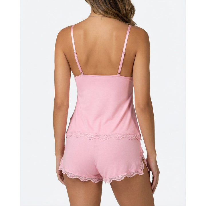 Cami donna e shorts pigiama in pizzo, un completo notte comodo e sensuale per primavera-estate.